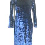 Royalblaue Vintage Samtkleider mit Reißverschluss aus Samt für Damen Größe M 