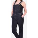 Schwarze Vintage Jeans-Latzhosen mit Reißverschluss aus Denim für Damen 