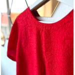 Rote Vintage Kurzärmelige Festliche Blusen aus Seide für Damen Größe M 