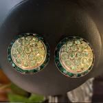 Grüne Vintage Strass Ohrringe aus Glas mit Strass 