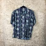 Blaue Vintage Hawaiihemden mit Knopf aus Viskose für Herren Größe XL 