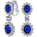 Blaue Vintage Bling Jewelry Ovale Ohrclips vergoldet mit Saphir für Damen zum Muttertag 