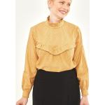 Hellbraune Vintage Langärmelige Festliche Blusen für Damen Größe L 