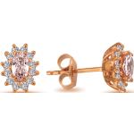 Goldene Vintage Diamant Ohrringe aus Rotgold 14 Karat mit Morganit 