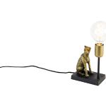 Reduzierte Goldene Animal-Print Landhausstil Qazqa Tischlampen & Tischleuchten mit Leopard-Motiv aus Aluminium dimmbar E27 