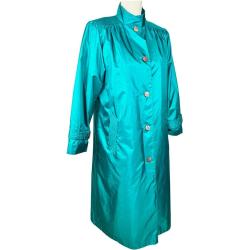 Vintage Trench Regenmantel Dunkel Teal Neon Button Up Damen Jacken Kleidung Langwetter Mantel Puffer Blau
