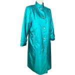 Cyanblaue Vintage Wasserdichte Trenchcoats mit Schulterpolstern mit Reißverschluss für Damen 
