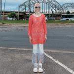 Korallenrote Vintage Häkelkleider für Damen Größe M für Festivals für den für den Sommer 