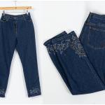 Vintage Mom-Jeans mit Perlen aus Denim für Damen Größe XS Petite 
