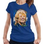 Royalblaue Bon Jovi T-Shirts für Damen Größe L 
