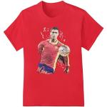 VINTRO Portugal Striker Cristiano Ronaldo Kinder T-Shirt Original Portrait von Sidney Maurer Professionell Bedruckt, rot, 7-8 Jahre