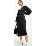 Reduzierte Schwarze V-Ausschnitt Kleider mit Schlitz aus Spitze für Damen Größe XS Petite 