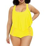 Gelbe Sexy Push Up Bikinis mit Rüschen gepolstert für Damen Größe 4 XL 2-teilig für den für den Sommer 