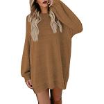 Braune Oversize Langärmelige Mini Kaschmir-Pullover aus Wolle für Damen Übergrößen für den für den Herbst 