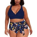 Blaue Animal-Print Push Up Bikinis mit Leopard-Motiv gepolstert für Damen Größe 4 XL Große Größen 2-teilig 