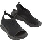 Schwarze Outdoor-Sandalen in Breitweite aus Mesh atmungsaktiv für Damen Größe 39 für den für den Sommer 