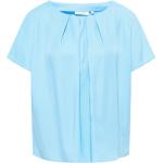 Himmelblaue Elegante Kurzärmelige Eterna Tunika-Blusen aus Seide für Damen Größe S 