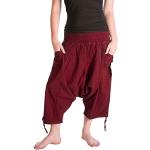 Vishes - Alternative Bekleidung - Damen Lässige Extra Weite Hose Baggy Schlupfhose Dehnbund Taschen dunkelrot