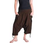 Vishes - Alternative Bekleidung - Damen Lässige Extra Weite Hose Baggy Schlupfhose Dehnbund Taschen braun