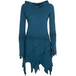 Türkise Langärmelige Vishes Midi Shirtkleider mit Elfenmotiv aus Jersey für Damen Größe M 