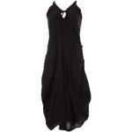 Schwarze Ärmellose Unifarbene Ethno Vishes Maxi V-Ausschnitt Sommerkleider aus Baumwolle Handwäsche für Damen Größe XS 