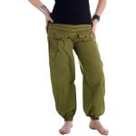 Olivgrüne Unifarbene Boho Vishes Freizeithosen aus Baumwolle Handwäsche für Herren Größe XS Weite 34, Länge 34 