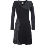 Schwarze Bestickte Ethno Vishes Midi V-Ausschnitt Spitzenkleider aus Jersey Handwäsche für Damen Größe XS für den für den Sommer 