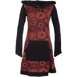 Dunkelrote Bestickte Ethno Langärmelige Vishes Midi Midikleider & knielange Kleider aus Jersey Handwäsche für Damen 