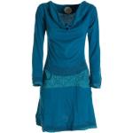Blaue Bestickte Ethno Langärmelige Vishes Wasserfall-Ausschnitt Sommerkleider aus Jersey Handwäsche für Damen Größe XS für Festivals für den für den Sommer 