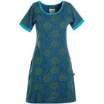 Blaue Blumenmuster Boho Kurzärmelige Vishes Midi Midikleider & knielange Kleider mit Elfenmotiv aus Jersey Handwäsche für Damen 