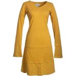 Gelbe Bestickte Boho Langärmelige Vishes Midi V-Ausschnitt Sweatkleider mit Elfenmotiv aus Jersey Handwäsche für Damen für den für den Sommer 