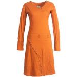 Orange Unifarbene Boho Langärmelige Vishes Midi V-Ausschnitt Midikleider & knielange Kleider mit Elfenmotiv aus Jersey Handwäsche für Damen für den für den Sommer 