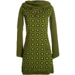 Olivgrüne Bestickte Hippie Langärmelige Vishes Midi Midikleider & knielange Kleider aus Jersey Handwäsche für Damen 