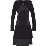 Schwarze Unifarbene Boho Langärmelige Vishes Midi Midikleider & knielange Kleider mit Elfenmotiv aus Jersey Handwäsche für Damen Größe XS 