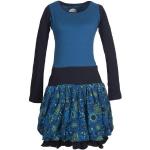 Blaue Bestickte Ethno Langärmelige Vishes Midi Midikleider & knielange Kleider aus Jersey Handwäsche für Damen Größe L für den für den Sommer 
