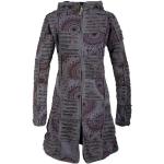 Graue Gesteppte Ethno Vishes Mini Stehkragen Kapuzenmäntel mit Cutwork mit Reißverschluss aus Baumwolle Handwäsche für Damen für den für den Herbst 