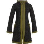 Schwarze Ethno Vishes Mini Stehkragen Trenchcoats mit Reißverschluss aus Baumwolle Handwäsche für Damen für den für den Herbst 