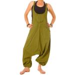 Olivgrüne Unifarbene Hippie Vishes Freizeithosen mit Knopf aus Baumwolle für Damen Größe XS Weite 44, Länge 36 