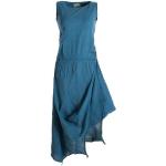 Blaue Unifarbene Ethno Ärmellose Vishes Maxi Rundhals-Ausschnitt Sommerkleider mit Elfenmotiv aus Baumwolle Handwäsche für Damen Größe XS für den für den Sommer 