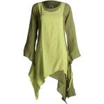 Grüne Unifarbene Ethno Langärmelige Vishes Midi Rundhals-Ausschnitt Midikleider & knielange Kleider aus Baumwolle Handwäsche für Damen 