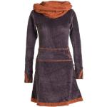 Braune Bestickte Ethno Langärmelige Vishes Midi Samtkleider mit Elfenmotiv aus Baumwolle Handwäsche für Damen 