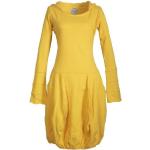 Gelbe Unifarbene Ethno Langärmelige Vishes Midi Midikleider & knielange Kleider aus Baumwolle Handwäsche für Damen für den für den Winter 