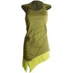 Olivgrüne Boho Ärmellose Vishes Mini Rundhals-Ausschnitt Neckholderkleider mit Elfenmotiv aus Baumwolle Handwäsche für Damen 