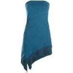 Blaue Unifarbene Boho Ärmellose Vishes Mini Sommerkleider aus Baumwolle Handwäsche für Damen Größe XS 