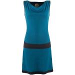 Blaue Unifarbene Ethno Ärmellose Vishes Bio Mini Wasserfall-Ausschnitt Sommerkleider aus Baumwolle Handwäsche für Damen 