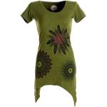Olivgrüne Bestickte Boho Kurzärmelige Vishes Mini Sommerkleider mit Elfenmotiv aus Baumwolle Handwäsche für Damen Größe M 
