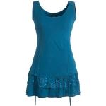 Blaue Boho Ärmellose Vishes Mini Rundhals-Ausschnitt Minikleider & kurze Kleider aus Jersey Handwäsche für Damen Übergrößen 