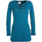 Blaue Unifarbene Ethno Langärmelige Vishes Bio Mini Rundhals-Ausschnitt Minikleider & kurze Kleider mit Elfenmotiv aus Baumwolle für Damen Größe XS 