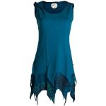 Blaue Blumenmuster Ethno Ärmellose Vishes Mini Rundhals-Ausschnitt Minikleider & kurze Kleider aus Baumwolle Handwäsche für Damen Größe XS 