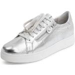 Silberne Vitaform Metallic-Sneaker mit Reißverschluss aus Leder Leicht für Damen Größe 41 mit Absatzhöhe bis 3cm 